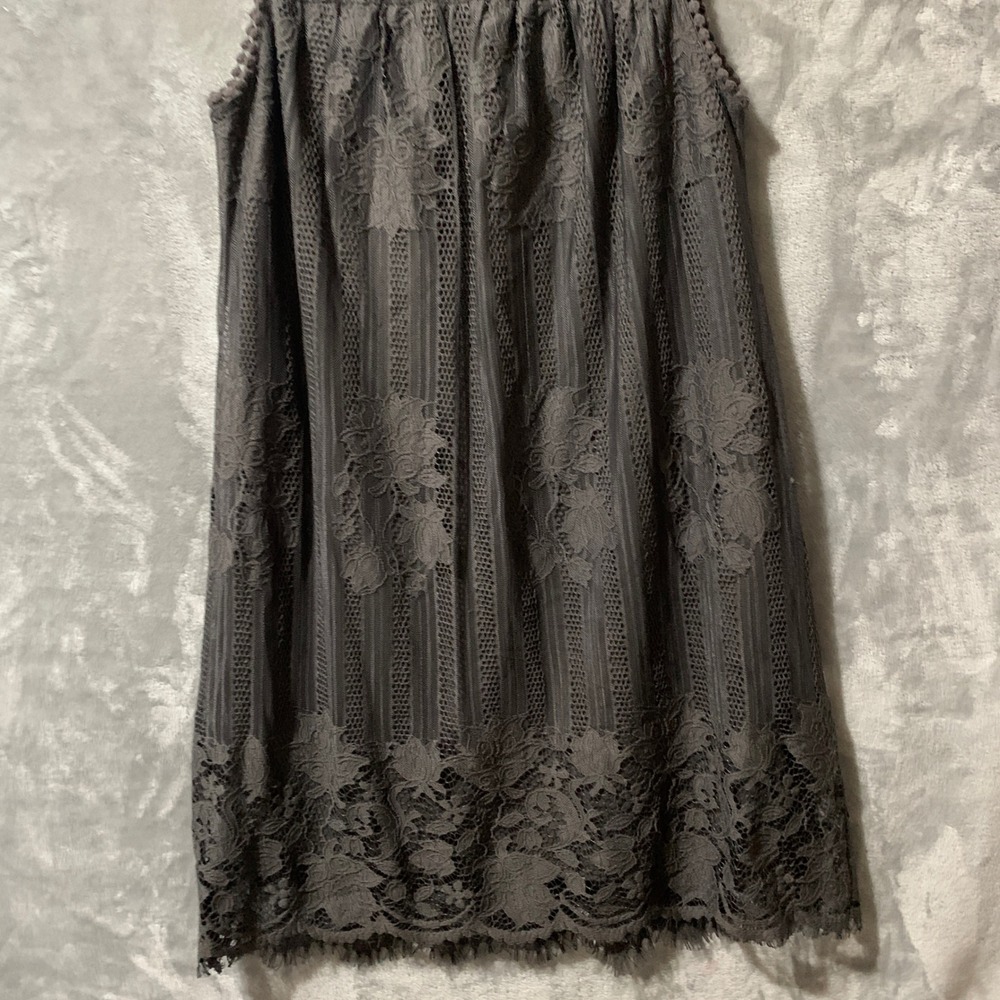 No Boundaries Charcoal Gray Lace Sleeveless Babydoll Dress Whimsigoth Medium 7-9 - Picture 7 of 16